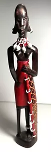 Estatuilla de madera tribal masai hecha a mano tallada a mano arte popular africano estatua - Imagen 1 de 16