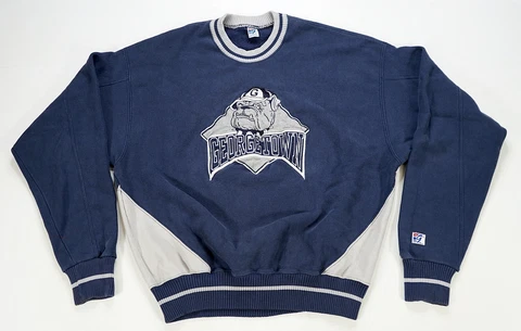 Rare Vintage THE GAME Georgetown Hoyas Color Block Crewneck Sweatshirt 90s XL Cover