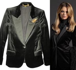 GUCCI PreFall 2011 Black Velvet Satin Single Breasted Embellish Blazer Sz IT38 S - Picture 1 of 12