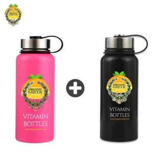 Organic Greek® Hydrogen Alkaline Stainless Steel Pink and Black Vitamin Bottles® - Picture 1 of 8