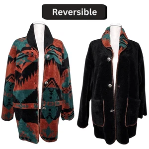 Chaqueta polar reversible Denali vintage para mujer XL abrigo occidental azteca del suroeste - Imagen 1 de 20