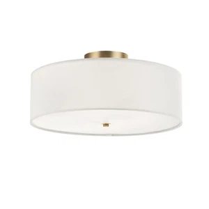 Electric 60998 2-Light Flush Mount Ceiling Light, Matte Brass, White Linen Sh... - Picture 1 of 9