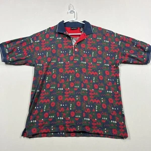 Vintage 90s Greg Norman Golf Polo Shirt Cotton All Over Print Mens Large L - Picture 1 of 14