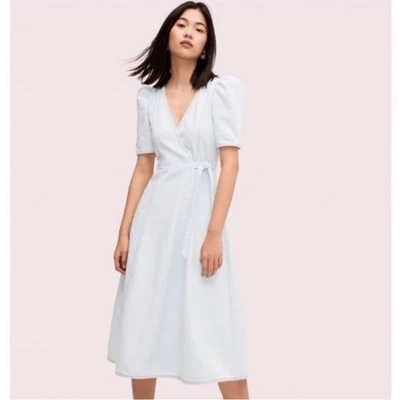 Vestido envolvente Kate Spade New York Light Denim talla mediana Foto 1 de 4