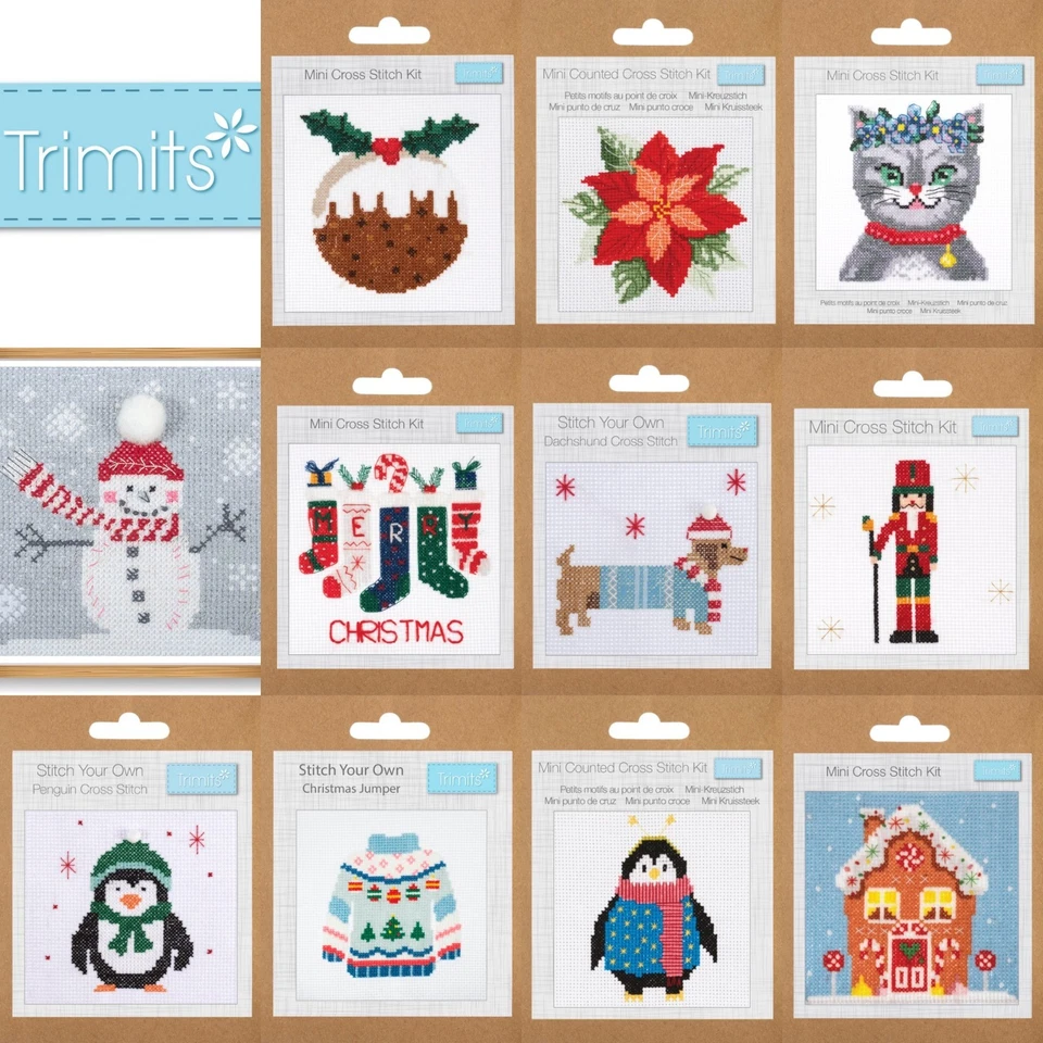 Trimits Counted Cross Stitch Kit Kits - Christmas Designs - Fun Festive Craft - Image 1 of 1