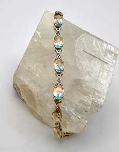 Mercury Mist Topaz & Diamonds 14K Yellow Gold Tennis Bracelet 7.5 inches - Picture 1 of 11