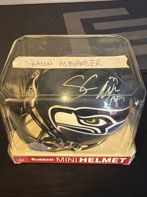 Mini casco de fútbol americano autógrafo firmado Seattle Seahawks Riddell de Shaun Alexander Foto 1 de 4