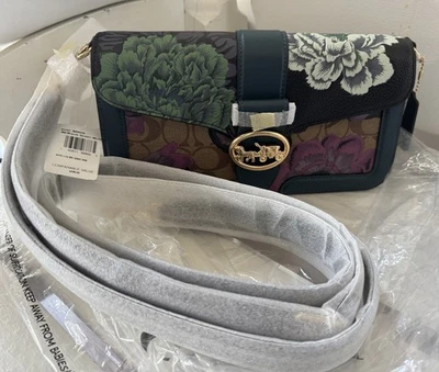 Bolso de Hombro Coach 6020 Georgie - Negro/Verde/Caqui Kaffe Fassett Nuevo con Etiquetas Foto 1 de 4