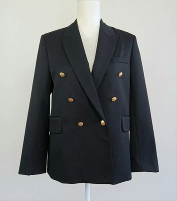 size 6 NILI LOTAN Woman's Dark-Navy HENRY Double-Breasted Wool Blazer Jacket USA - Image 1 of 4