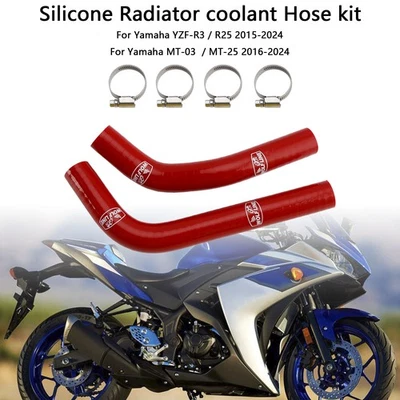 Silicone Radiator coolant Hose  Yamaha MT-03 MT-25 YZF R3 R25 2015-2024 Red BE' - Image 1 of 4