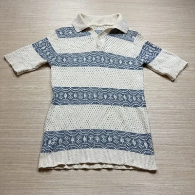 Винтажная вязаная крючком рубашка-поло 60-е 70-е Rat Pack Mobster Rockabilly XS мужская - Изображение 1 из 4