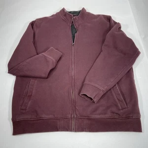 LL Bean Mens XL Tall Full Zip Sweatshirt Fleece Lined Mock Neck Maroon - Picture 1 of 8