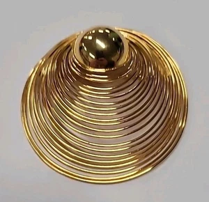 Vintage Mid Century Modernistic Gold-Tone Spiral Circle Brooch - Picture 1 of 6
