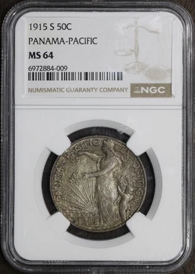 1915-S (MS64) Panama Pacific Commemorative Half Dollar 50C NGC - Pan Pac - Image 1 of 4