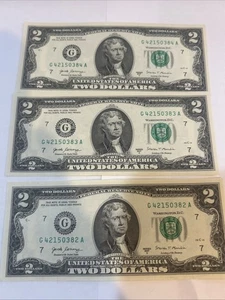 Billete de 3 dólares (cinco) sin circular USD BEP --2017 - Imagen 1 de 3