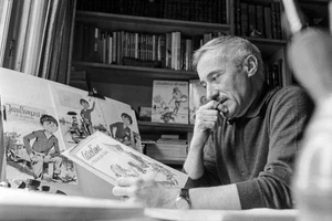 The cartoonist Pierre Probst with his drawings at his home in La G- Old Photo 2 - Picture 1 of 1