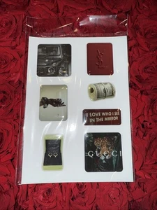 3D stickers for phone cases, trendy epoxy sticker set, Set of 7 Blackš¤ - Picture 1 of 3