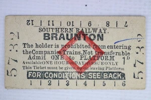 Billete BR British Railways Southern Platform Braunton Station - Imagen 1 de 2