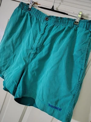 Pantalones Cortos Informales Vintage Años 90 Y2K Timberland Verde Denim Talla L Algodón Bordado Foto 1 de 4