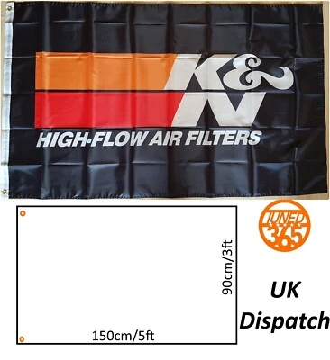 K&N Flag Garage Banner 3x5 Mancave JDM Modified Filters Civic EK EG R32 R33 R34 - Image 1 of 3