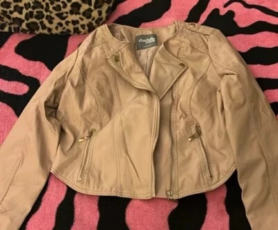 Charlotte Russe Tan Leather Crop Jacket Women’s Size XL - Image 1 of 2