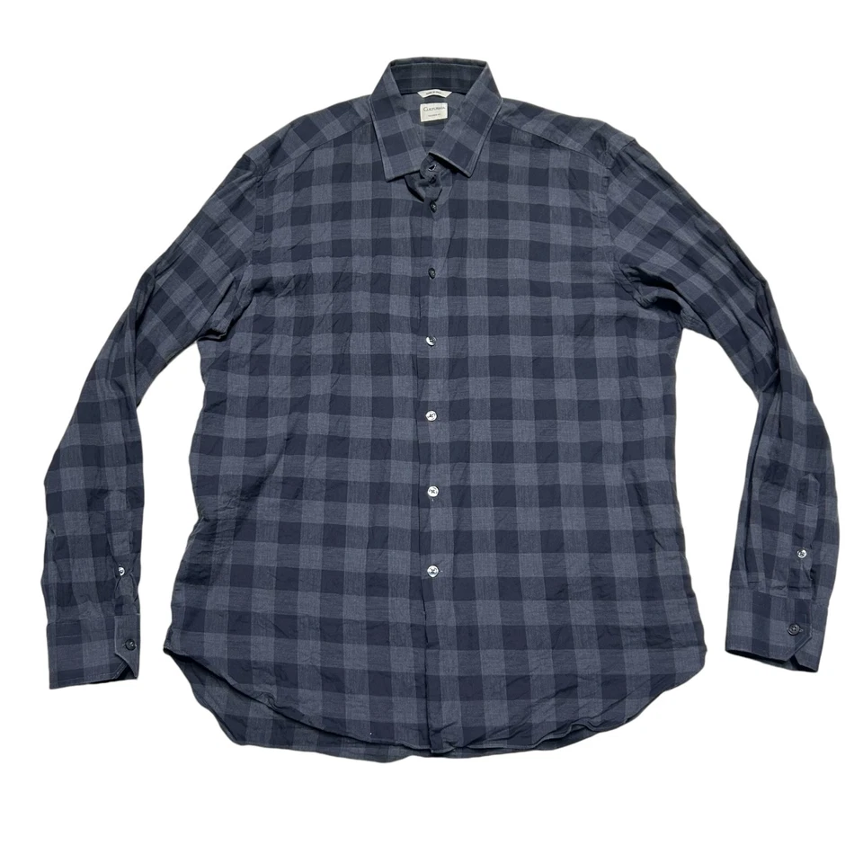 Camisa Culturata Para Hombre XL Negra Gris Cuadros Abotonada Manga Larga Italia Informal Foto 1 de 4