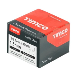 SCATOLA DI 100 CLIP PER CAVI GRIGIE PIATTE GEMELLE E TERRESTRI 1,5mm - Foto 1 di 1