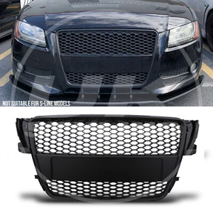 HONEYCOMB DEBADGED BADGELESS BLACK MESH RACE GRILL GRILLE FOR AUDI A5 8T 08-11 - Picture 1 of 9