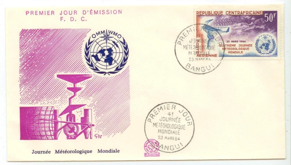República Centroafricana 1964 50F cubierta primer día - meteorología Foto 1 de 1
