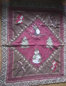 Handgefertigte gemütliche Winter Decke Applikation handgenäht Schneemann 47" x 57" - Bild 1 von 7