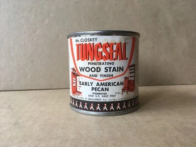 Vintage McCLOSKEY TUNGSEAL WOOD STAIN EARLY AMERICAN PECAN Empty 1/2 Pint Can - Image 1 of 4
