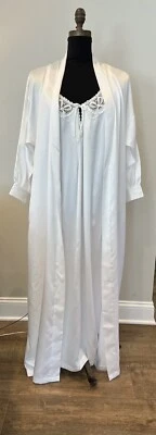 Bert Yelin Iris De Colección Juego de 2 Piezas Camisón Blanco y Bata Pegnoir Novia Romántico -S Foto 1 de 4