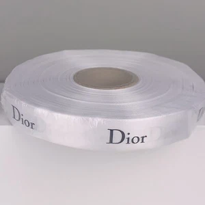 1 Full Roll (50M) DIOR Holiday Ribbon White Satin w/Grey Lettering 20MM Sealed - Picture 1 of 11