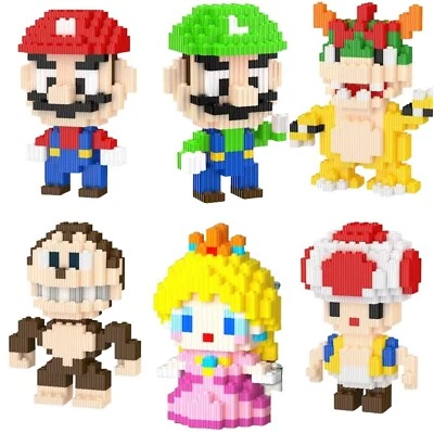 Super Mario Luigi Yoshi Toad Peach Bowser DK 3D Puzzle Mini Building Blocks DIY - Image 1 of 2