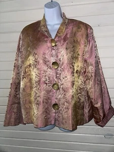 Chaqueta Caroline Rose Talla GRANDE Brillante Dorado Rosa Seda Botón Frontal Forrada Usada en Excelente Condición - Imagen 1 de 12