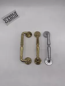 MANIGLIONE MANETTONE PER PORTE PORTONCINI PORTONE -MODELLO ZANCATO-OTTONE LUCIDO - Zdjęcie 1 z 7