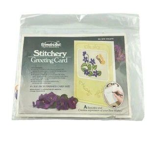 Wonderart Stitchery Greeting Card Kit 5979 Embroidery Violets Butterfly - Picture 1 of 5