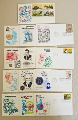 14 estampillas estampadas vintage del primer día de emisión con sobres o postales Foto 1 de 4