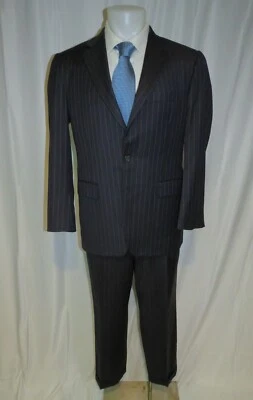Burberry London Kensington Navy Blue Striped Two Button Suit 40R - Image 1 of 4
