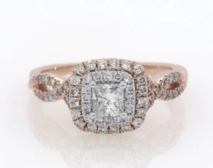 14KR ROSE GOLD DIAMOND ENGAGEMENT/WEDDING RING SET - Picture 1 of 11