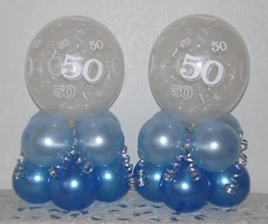 50. Geburtstag 2/6/12 Stück Tisch Ballon Dekoration Display Kit-BLAU - Bild 1 von 7