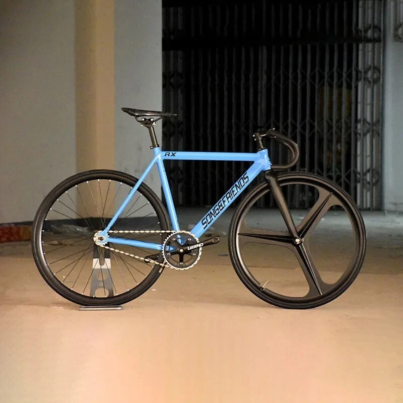 Bicicleta de engranaje fijo para ciclismo bicicleta de una sola velocidad horquilla de fibra de carbono ruedas 700C nuevo Foto 1 de 4