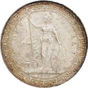 Great Britain: Victoria Trade Dollar 1898-B, PCGS AU-58, Bombay Mint Gold Shield - Picture 1 of 5