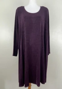 Vikki Vi Vintage Dress Purple Slinky Stretch Scoop Neck Casual Travel Womens 24W - Picture 1 of 5