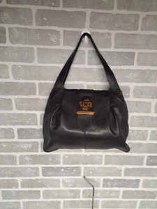 Ted Baker Womens Black Genuine Leather Shoulder Vintage Bag Y2K - Picture 1 of 17