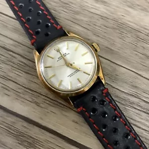 NEW Black Aviator Preforated Watch Strap Vintage Leather Handmade 18 mm - Picture 1 of 4