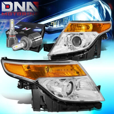 PARA FORD EXPLORER 2011-2015 PROYECTOR FAROS LÁMPARAS CON KIT LED + VENTILADOR FRÍO CROMADO Foto 1 de 4