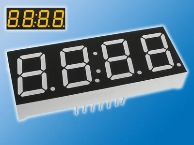 7-Segment Anzeige | Uhrendisplay | 4-stellig | Gelb Amber |14,2mm | gem. Kathode - Bild 1 von 4