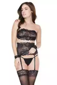 Coquette Top Set Cinturón de liga Bandeau superior + más Talla única Estilo 20402 - Imagen 1 de 2