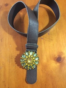 Cintura donna gioiello retrò metà secolo pelle PU marrone 1 1/2" larghezza 40" lunga - Foto 1 di 9